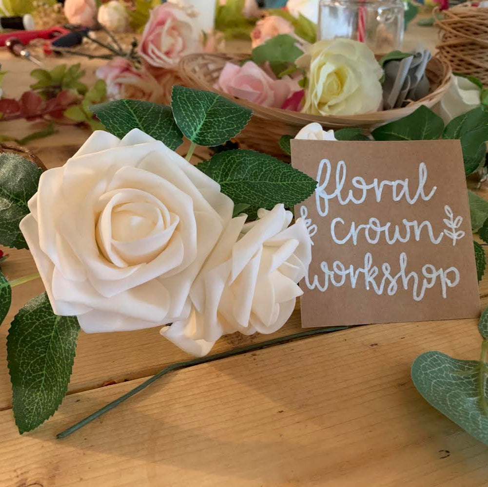 hen party flower crown workshop
