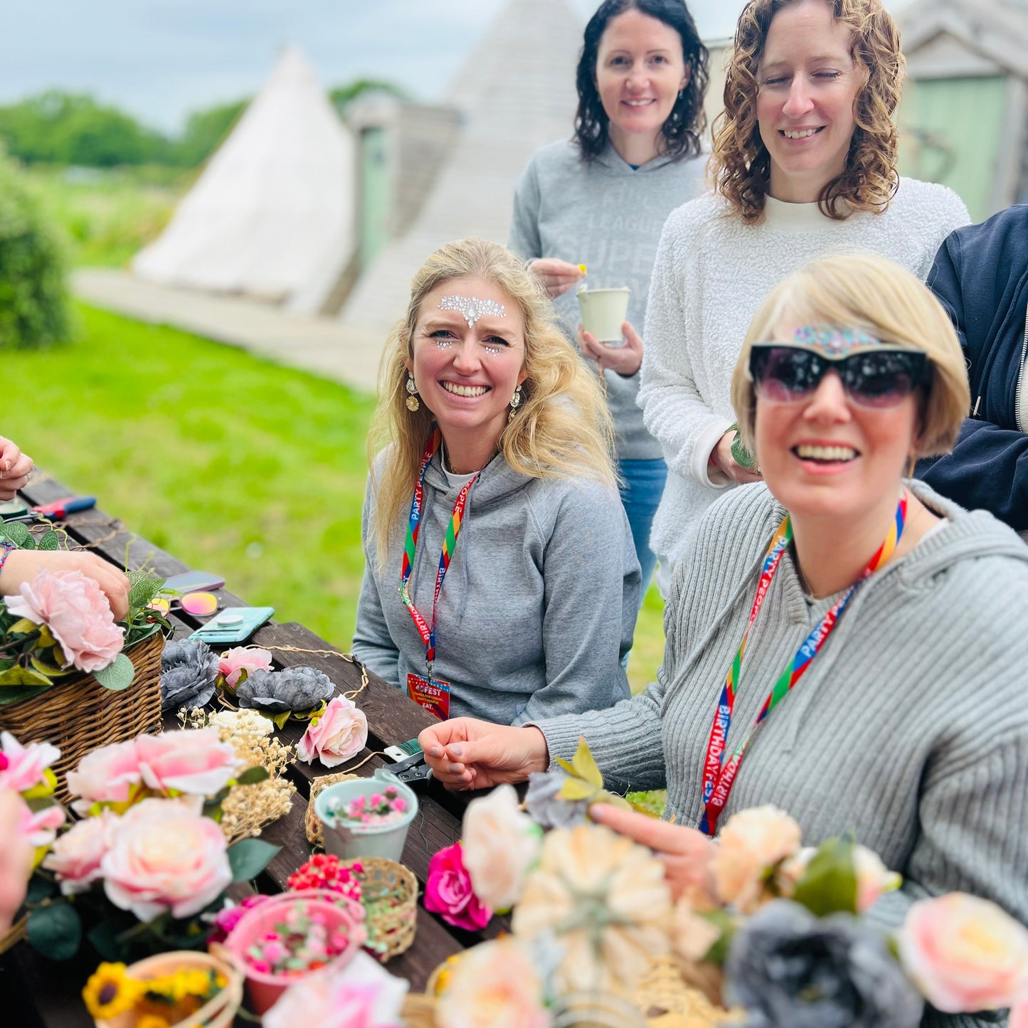 hen party flower crown workshop