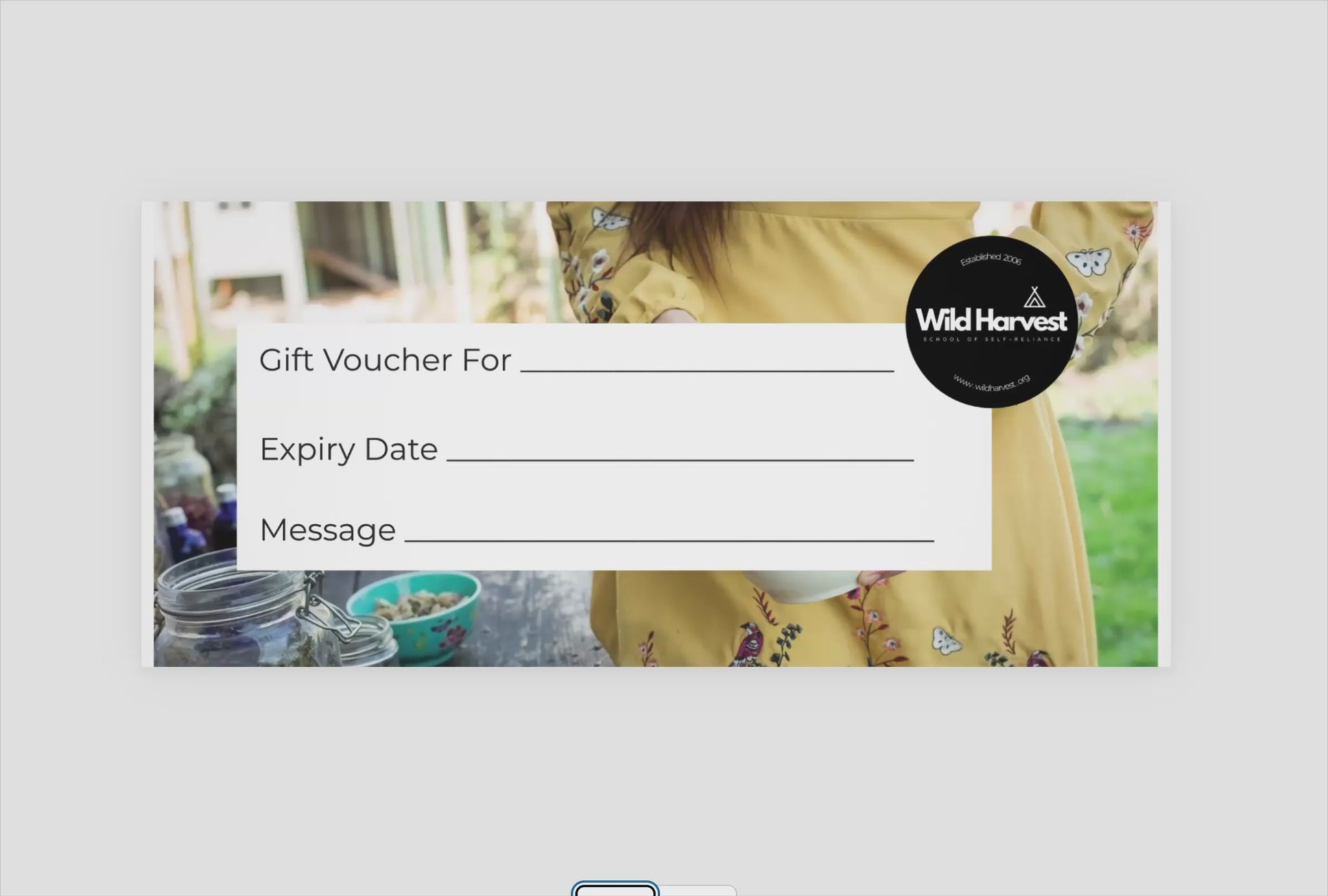 Wild Harvest School Printed Posted Gift Voucher